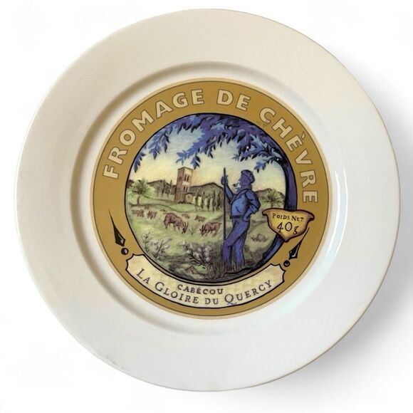 Y2K Restoration Hardware French Cheese Motif Design Appetizer 8” Plate Set of 4 - Picture 6 of 16